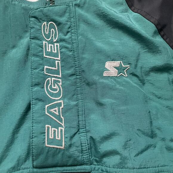Vintage 90s Starter Proline Eagles Jacket Half Zip Pullover Large L Hood Pouch - Picture 4 of 14